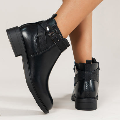 Bottines Chelsea noires à zip latéral et boucle pour femmes